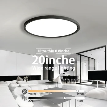0,8-дюймовый ультратонкий светодиодный потолочный светильник, современный потолочный светильник белого/теплого белого цвета, светодиодный потолочный светильник с дистанционным управлением для спальни, гостиной