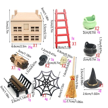1 комплект 1:6 1:12 Кукольный домик, Миниатюрная мебель для Хэллоуина, модель орнамента, Мини-шкаф для хранения, Шляпа ведьмы, Модель паутины, игрушки
