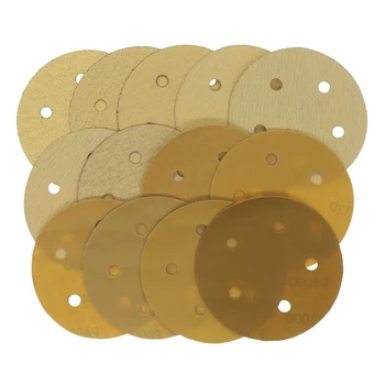 10шт 5-дюймовых Шлифовальных дисков с 5 отверстиями Зернистостью от 60 до 1000 Наждачная бумага с крючком и петлей для орбитальной шлифовальной машины для Деревообработки автомобильной