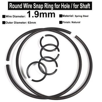 10шт Диаметр проволоки φ1.9 мм Пружинные стальные Круглые Проволочные Стопорные Кольца для Отверстия Стопорные кольца для Вала OD = 63 мм