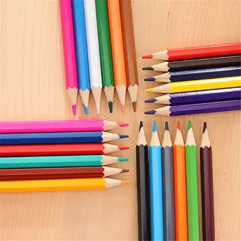 12 Цветов Мини Деревянные карандаши, цветной Грифель, Стандартная Нетоксичная ручка для рисования HB, Ручка для рисования эскизов, школьные принадлежности