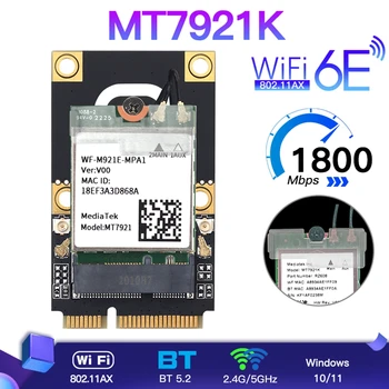 1800 Мбит/с WiFi 6 MT7921 Двухдиапазонный адаптер Blue-tooth 5,2 Wirelss С Поддержкой сетевой WiFi-карты MU-MIMO M.2 Для Ноутбука/ПК Windows10/11