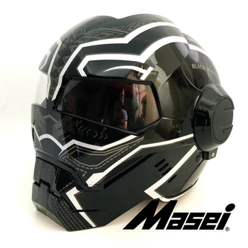 2019 Яркая черная пантера MASEI 610 Железный мужской шлем мотоциклетный полушлем с открытым лицом, шлем для мотокросса размера S, M, L, XL