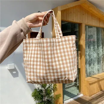 2021 Новая портативная сумка для ланча, Японская клетчатая Хлопчатобумажная сумка для пикника, Женская простая маленькая сумка-тоут, Детские сумки для ланча в корейском стиле, детские сумки для ланча