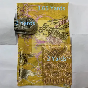 2022 Новый Костюм из 3 предметов, Шелковая ткань, Высококачественная Шелковая ткань с вышивкой для шитья, текстильный материал 2+3.65+2 Ярдов 3,103