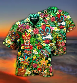 2022 Свободные дышащие Гавайские рубашки с 3D принтом, топы для пляжных вечеринок с короткими рукавами, Летние мужские рубашки