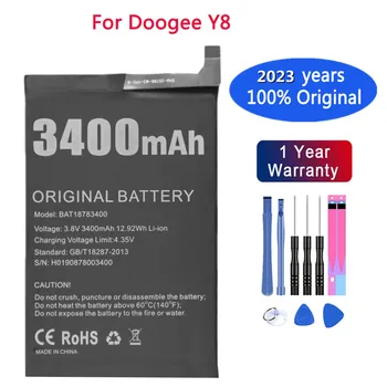 2023 100% Оригинальный Аккумулятор Для DOOGEE Y8 BAT18783400 Батарея 3400 мАч Высокой Емкости Длительное время ожидания Bateria Batterie + Инструменты