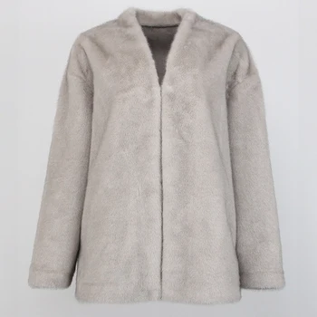 2023 женская модная короткая куртка из искусственного меха норки на зиму, теплая гладкая куртка высокого качества