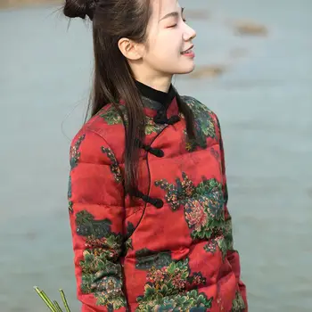 2023 китайская чайная художественная блузка, женский элегантный винтажный топ hanfu, теплое короткое пальто, женская пуговица с длинными рукавами, топ hanfu a789