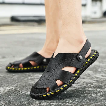2023 Новые летние мужские сандалии Baotou, уличные дышащие повседневные пляжные сандалии, Модная удобная легкая нескользящая мужская обувь