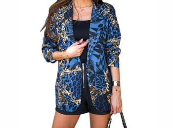 2023 Новый осенне-зимний женский Пиджак с длинным рукавом и лацканами с цифровой печатью, женские повседневные офисные пальто и куртки