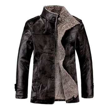 2023 Осенне-Зимняя Мужская Черная модная флисовая кожаная куртка Slim Fit с отложным воротником, теплая куртка из искусственной кожи, мужская мотоциклетная куртка, Размер 6XL