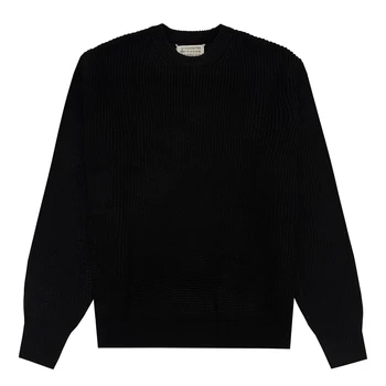 2023FW Свитер свободной вязки Mm6 Margiela Для мужчин И женщин, высококачественные винтажные толстовки с круглым вырезом, черные пуловеры
