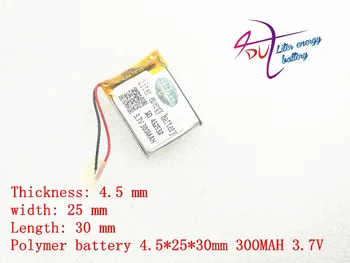 3,7 В литий-полимерный аккумулятор 452530 300 мАч MP3 MP4 Bluetooth аккумуляторный зажим с защитной платой