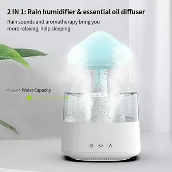300 мл Креативный Увлажнитель Воздуха Rain Cloud Relax Aromatherapy Raindrop Rain Cloud USB Красочный Увлажнитель Эфирного масла с Грибным Светом