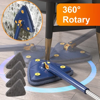 360-Градусная Треугольная швабра для вращающейся телескопической уборки пола Стеклянного потолка и стен Швабра для Автоматической отжимки воды