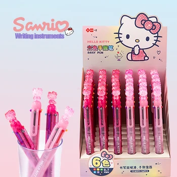 36шт Sanrio Hello Kitty 6 цветов Шариковая Ручка Kawaii Kt Cat Студенческая Гелевая Ручка Для Письма Школьные Канцелярские Принадлежности Оптом