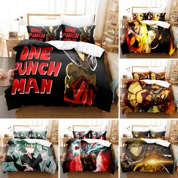 3D Аниме Одеяло One Punch Man Комплекты Постельного белья Наволочка Комплект Постельного белья Для Детей Подарок Для Девочек Постельное Белье Twin full Queen King Size