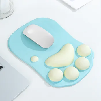 3D Коврик для мыши с милой кошачьей Лапой, мягкие силиконовые подушки для запястий из пены с эффектом памяти, Коврик для мыши Kawaii, Коврик для ноутбука, Настольный коврик для Офиса
