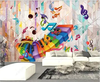 3d обои для стен в рулонах Современные красочные кирпичные стены музыкальные инструменты домашний декор гостиная фотообои на стену