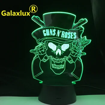 3D светодиодная лампа Guns N'Roses, USB сенсорный датчик, светильник luminaria, Вентиляторы, логотип хард-рок группы, светодиодный ночник, детский челночный корабль