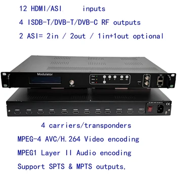 4 транспондера 12 HDMI к DVB-C/DVB-T/ISDB-T кодировщик модулятор цифровой телевизионной головной станции QAM RF модулятор VEK-3782I-12