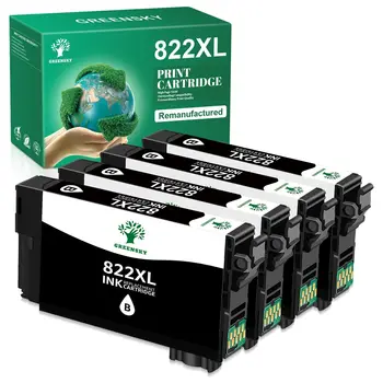 4 Упаковки Чернильного картриджа 822XL T822XL Черного цвета Для Epson WorkForce Pro WF-3820 WF-4833