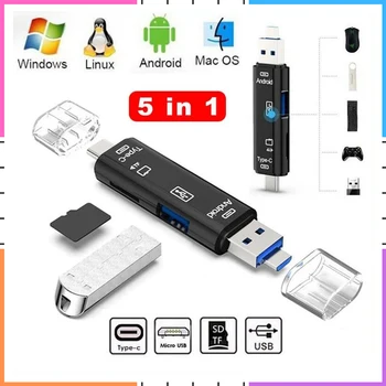 5 в 1 Type C Micro USB 3,0 TF OTG Адаптер SD Card Reader/USB 3,1 Адаптер для Чтения Карт памяти Для Портативных Телефонов Comp