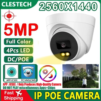 5-мегапиксельная 24-часовая Полноцветная IP-купольная камера ночного Видения Smart Security POE Со светящимся светодиодом Для домашнего Видео В помещении XMEYE Onvif H265