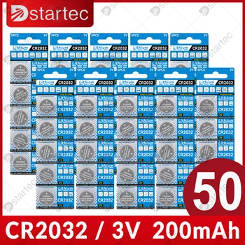 50 ШТ. Батарея DStartec 200 мАч CR2032; 3 В литиевая ячейка для монет CR 2032, Батарея для часов; DL2032 BR2032 ECR2032 L2032 5004LC L14 KCR2032