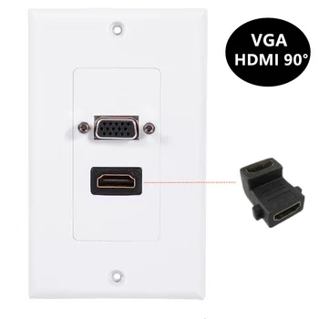 90-Градусная Настенная Пластина HDMI VGA Композитный Разъем для Подключения HDTV 4k2k 60HZ ABS