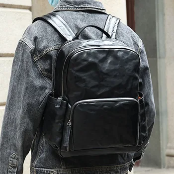 AETOO Винтажный рюкзак на плечо из кожи растительного дубления, мужской рюкзак для поездок на работу большой емкости, кожаный деловой летний рюкзак m