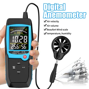 Aicevoos Цифровой анемометр Ручной Разъемный Измеритель скорости ветра Мощность Ветра Измерение температуры Влажности Тестер объема воздуха
