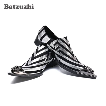 Batzuzhi/Мужские модельные туфли из итальянской Кожи в Винтажном стиле с металлическим острым носком, Мужские Вечерние и свадебные туфли Chaussure Homme, Большие Размеры 6-12