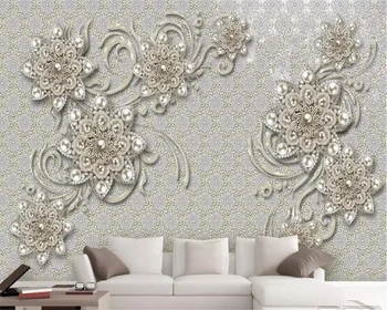 beibehang Обои на заказ 3d новый европейский стиль гостиная ювелирные изделия цветы ТВ фон обои Papel de parede 3d фрески