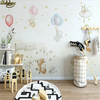 beibehang пользовательские мультяшные милые животные обои с воздушным шаром для стен 3 d 3D фотообои для детской комнаты фон домашнего декора