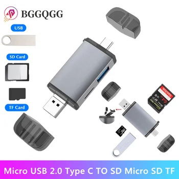 BGGQGG 6 в 1 Кард-Ридер Micro USB 2.0 Type C для SD Micro SD TF Адаптер Аксессуары OTG Cardreader Smart Memory SD Кард-ридер