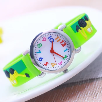 CYD Для мальчиков и девочек, модные 3D мультяшные экскаваторы, силиконовый ремешок, красочные цифровые наручные часы, Детские электрические часы на день рождения