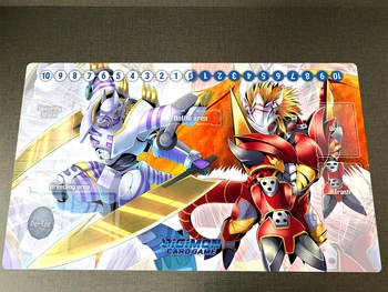 Digimon Playmat Greymon & Garurumon Коврик для Карточной Игры DTCG CCG Коврик для Аниме Настольной Игры Playmat & Сумка Настольный Коврик Для Мыши 60x35 см