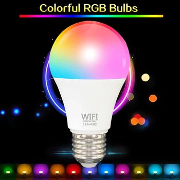 E27 RGB WIFI Умная Лампа для Дома с Голосовым Управлением, Подсветка для Пробуждения, Функция Таймера с Регулируемой Яркостью, Супер Яркий Свет с Alexa / Google / Home
