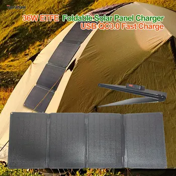 ETFE Солнечная Панель Складной Пакет 36 Вт Фотоэлектрических Элементов USB Быстрая Зарядка Портативный Открытый Водонепроницаемый Солнечный Аварийный Источник Питания