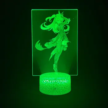 Genshin Impact Fischl 3D Ночник Новый Стиль Восходящее Освещение Акриловые RGB Игровые Фигурки Ningguang LED Лампа Украшение Дома
