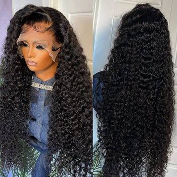 HD Прозрачный 13x4 кудрявый парик из человеческих волос на кружеве, предварительно сорванный Для чернокожих женщин, кудрявая волна Hd, Парики из человеческих волос на Кружеве