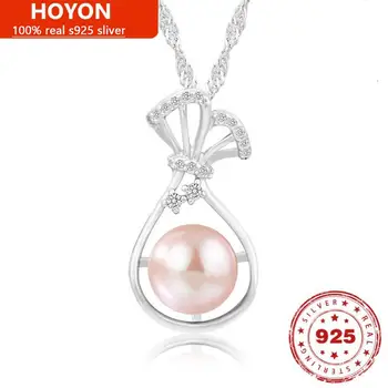 HOYON серебро 925 пробы, ожерелье с подвеской из натурального жемчуга, женская цепочка на ключицу, ожерелье на шею, оригинальные украшения для подарка подруге