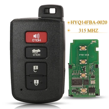 jingyuqin 5 шт. 4 Кнопки Smart Remote Автомобильный Брелок 315 МГц Для Toyota Highlander Camry Avalon Corolla FCCID: HYQ14FBA-0020