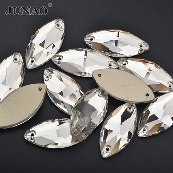 JUNAO 7x15 мм 15x32 мм, Прозрачные кристаллы 
