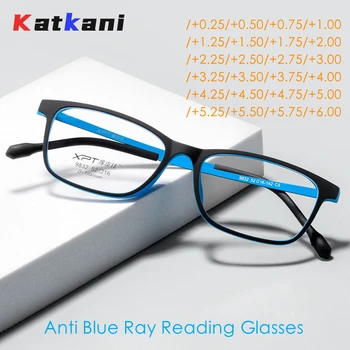 KatKani Ультралегкие Модные Квадратные Очки Из чистого Титана TR90, Блокирующие Синий Свет, Компьютерные Очки для Чтения Для Мужчин И Женщин 9832XP
