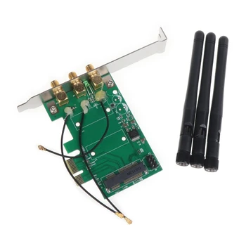 Mini PCI-E-PCI-E 1X Настольный адаптер-Преобразователь с Тремя Антеннами для Замены беспроводной WiFi-карты Dropship