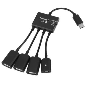 OTG Кабель-концентратор Адаптер 5,0 Гбит/С USB Type-C 3,1-4 Порта для мобильного телефона MAC BOOK, ноутбука, планшета