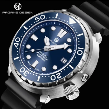 PAGRNE DESIGN V2, лучший бренд класса люкс, мужские часы с прозрачным керамическим кольцом, сапфировое стекло, Мужские автоматические механические часы